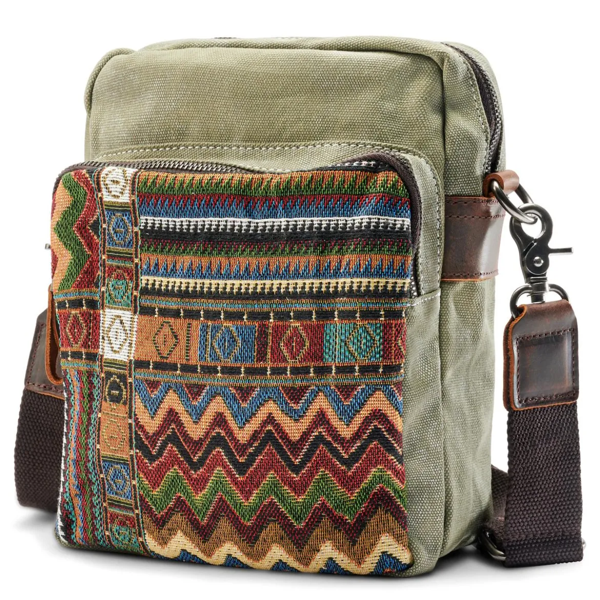 Torba Na Ramię Boho Z Płótna W Kolorze Retro Army Green