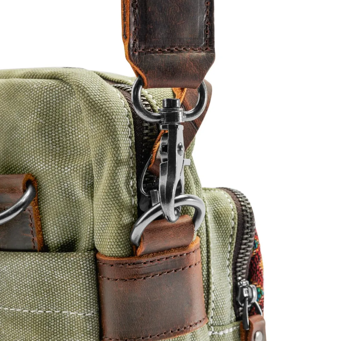 Torba Na Ramię Boho Z Płótna W Kolorze Retro Army Green