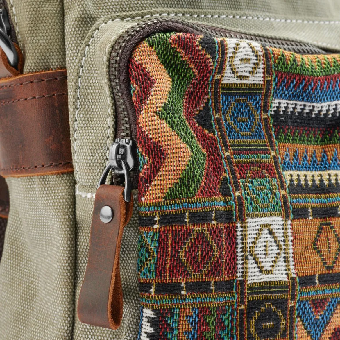 Torba Na Ramię Boho Z Płótna W Kolorze Retro Army Green