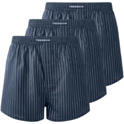 TrueFeel | 3-Pack bokserek z bawełny premium w granatowo-białe paski, luźny krój