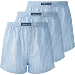 TrueFeel | 3-Pack niebiesko-białych bokserek w paski, luźny krój, z bawełny premium