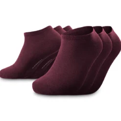 TrueFeel | Zestaw 3 par ciemnokarmazynowych premium bawełnianych skarpetek do kostki
