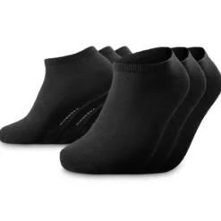 TrueFeel | Zestaw 3 par czarnych premium bawełnianych skarpetek do kostki
