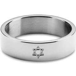 Unity | 6 mm srebrzysty pierścionek ze stali nierdzewnej z gwiazdą Dawida