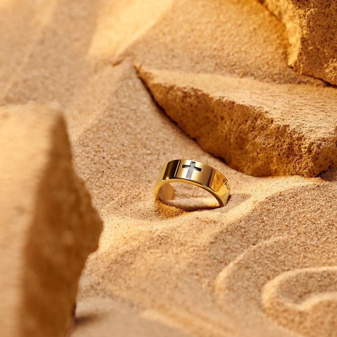 Unity | 8 mm złocisty pierścionek z Modlitwą Pańską po hiszpańsku