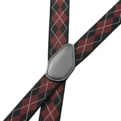 Vexel | Burgundowe szelki w duże diamenty w stylu X