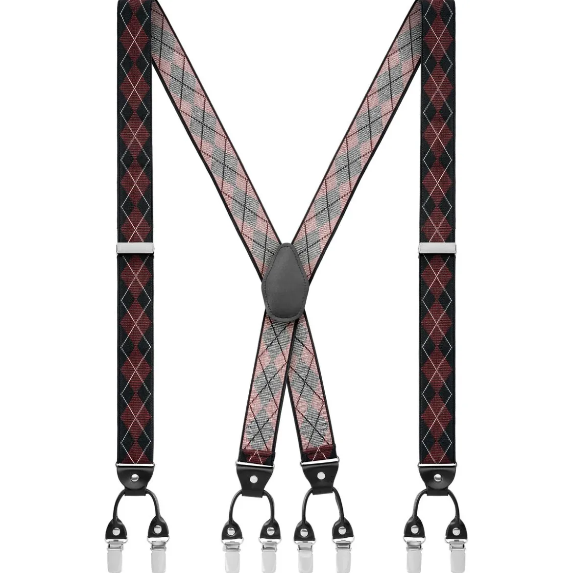 Vexel | Burgundowe szelki w duże diamenty w stylu X