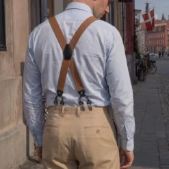 Vexel | Szerokie brązowe szelki w stylu X na klipsy