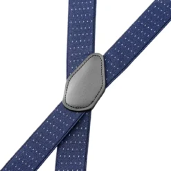 Vexel | Szerokie granatowe szelki w kropki w stylu X na klipsy