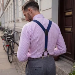 Vexel | Szerokie szelki głęboki błękit w stylu X na klipsy