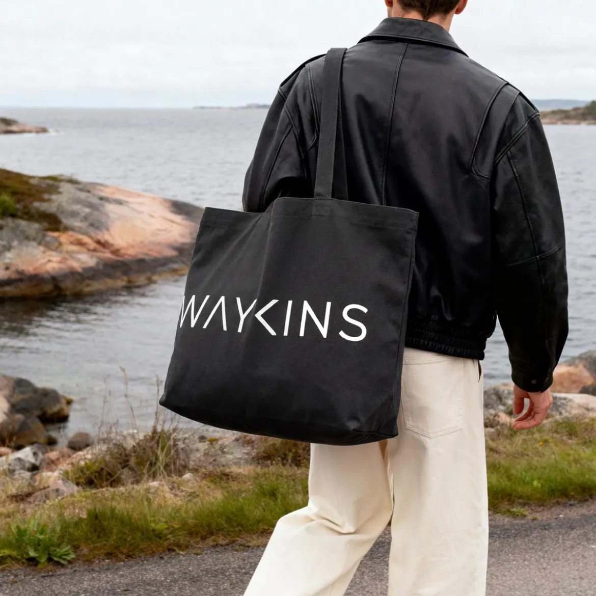 Waykins – Duża ciemnoszara torba tote z bawełny