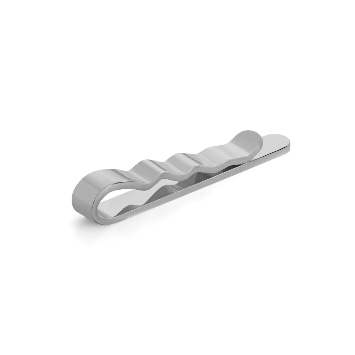 Zaokrąglona spinka do krawata o długości 4 cm w kolorze polerowanego srebra