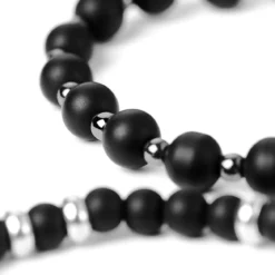 Zestaw Bransoletek z Koralikami z Czarnego Onyksu, Hematytu i Drewna