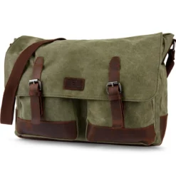 Zielono-brązowa torba na laptopa Spencer