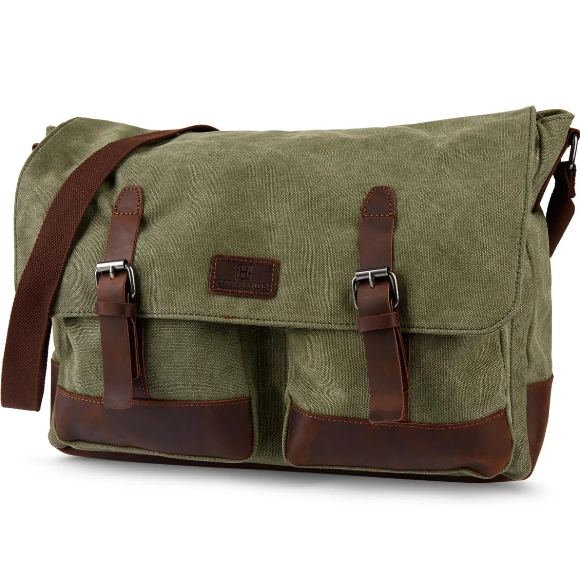 Zielono-brązowa torba na laptopa Spencer