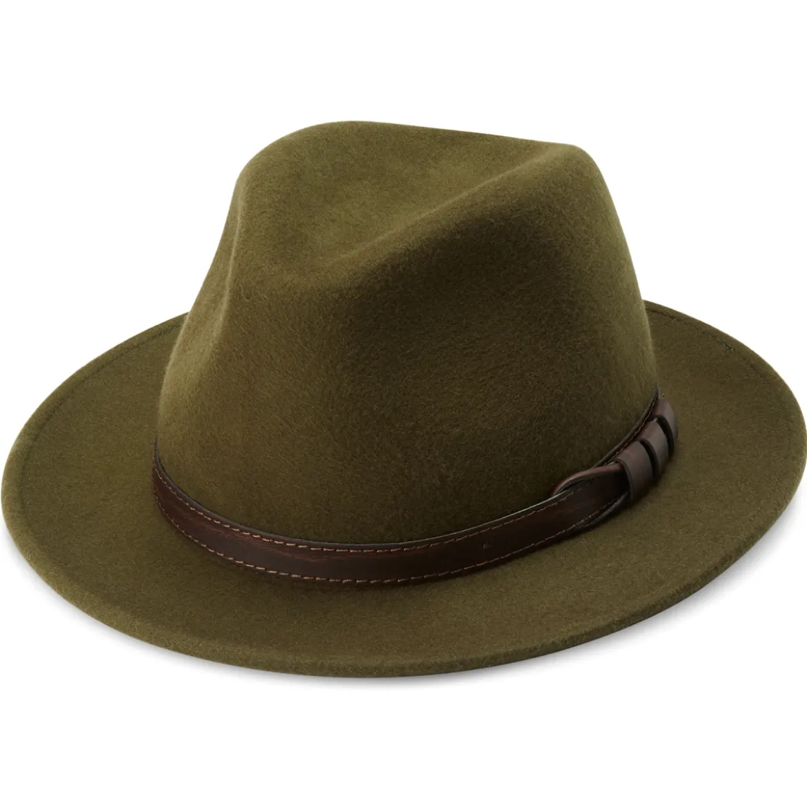 Zielony kapelusz fedora z płaskim rondem Flavio Moda