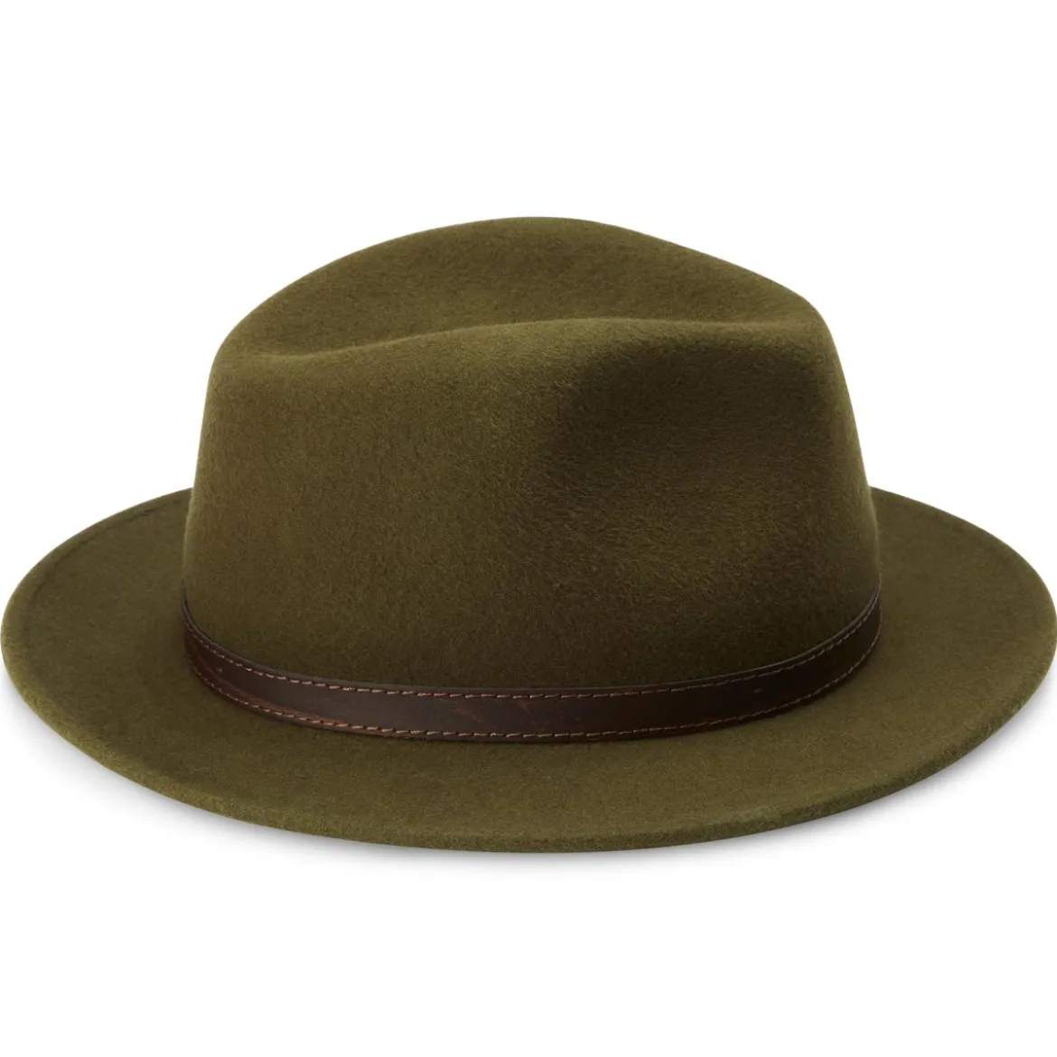 Zielony kapelusz fedora z płaskim rondem Flavio Moda