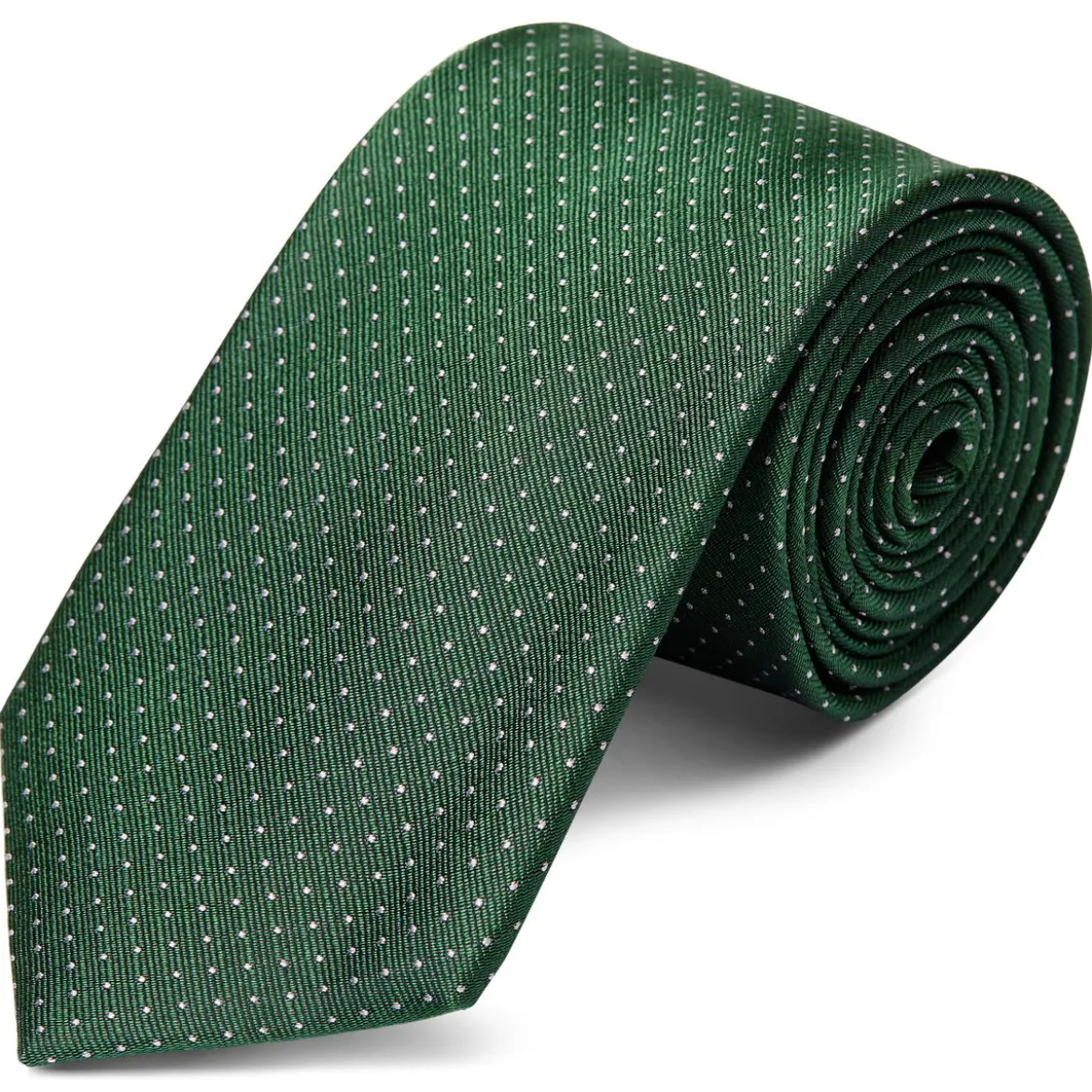 Zielony krawat jedwabny w kropki 8 cm